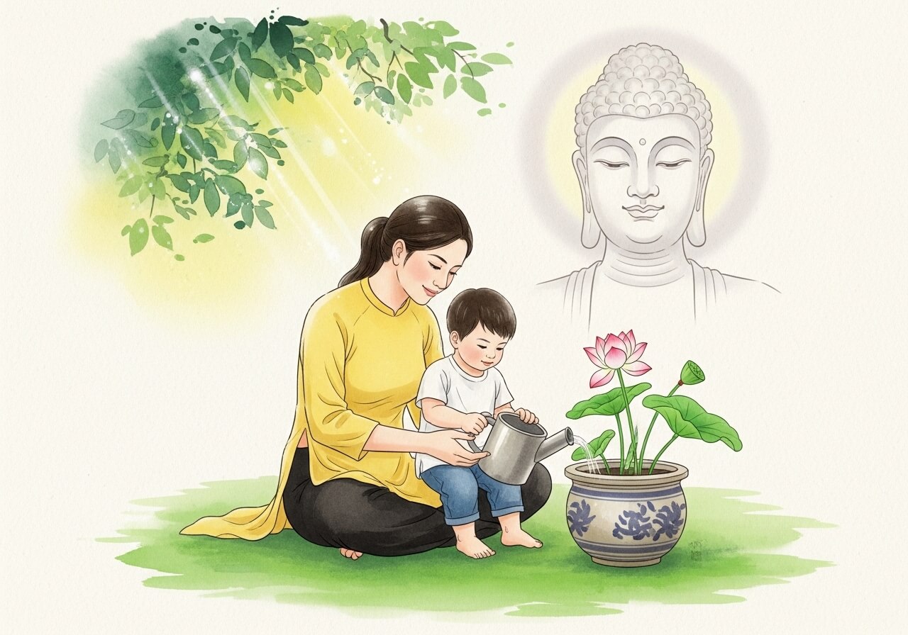 Dạy Con Theo Tinh Thần Phật Giáo: Đừng Biến Nhân Quả Thành Nỗi Sợ